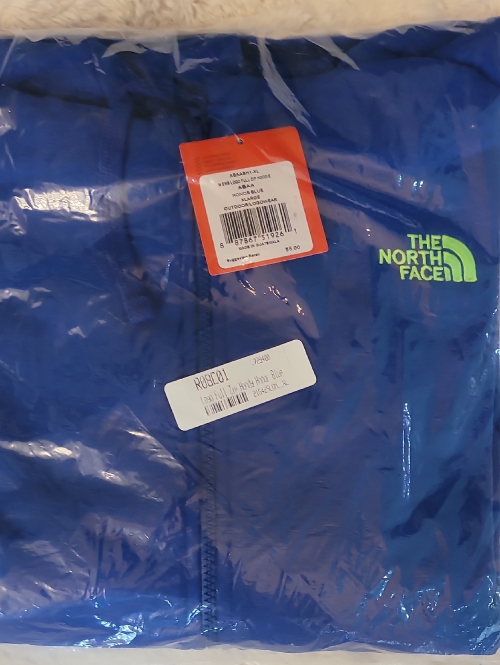 The North Face Blue Full-Zip Jacket with Lime Logo